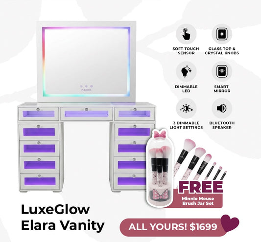 Luxe Glow Elara II Vanity Kit + Free Brush Set
