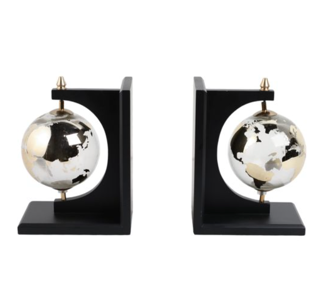 9" Bardot Glass Globe Bookends