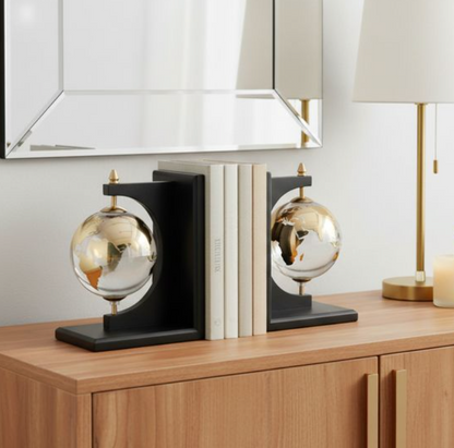 9" Bardot Glass Globe Bookends
