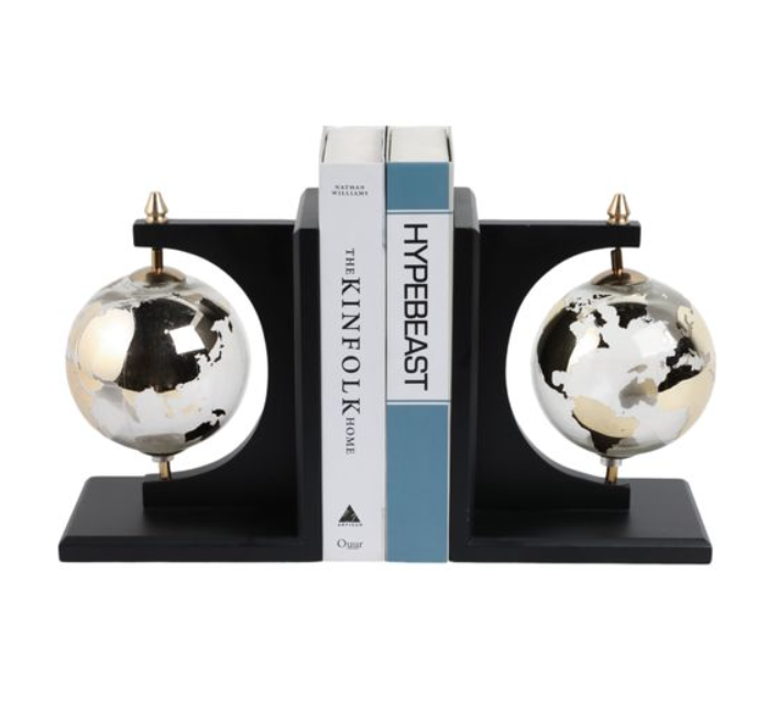 9" Bardot Glass Globe Bookends