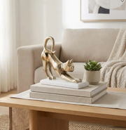 7" Ruza Gold Cat Statue