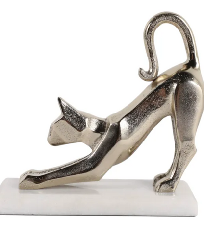 7" Ruza Gold Cat Statue