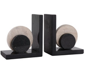 Rinnoit Travertine Bookends Set of 2, 7", Black