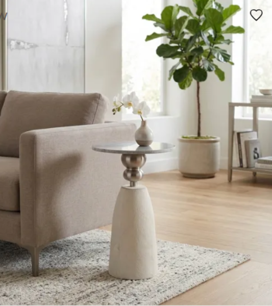 Digora Cream Hide Accent Table