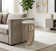 Engels Marble Accent Table In Gold And White