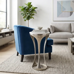 Birchfield White Marble Accent Table