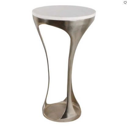 Birchfield White Marble Accent Table