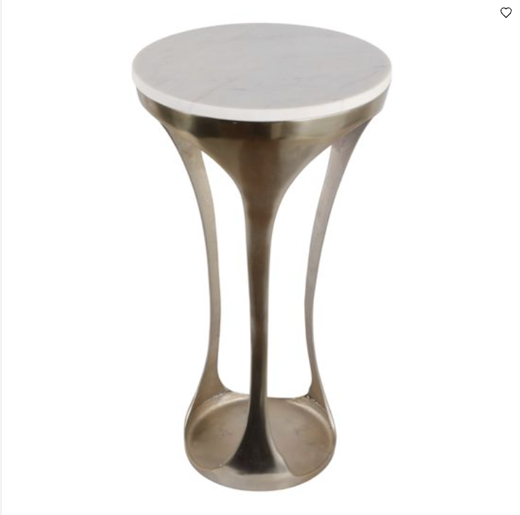 Birchfield White Marble Accent Table