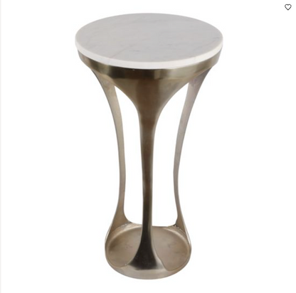 Birchfield White Marble Accent Table