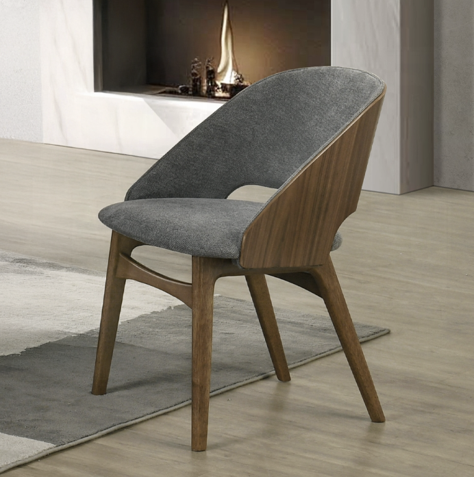 Delmon Side Chair (Set of 2) - Fabric & Dark Walnut (19"W x 23"D x 31"H)
