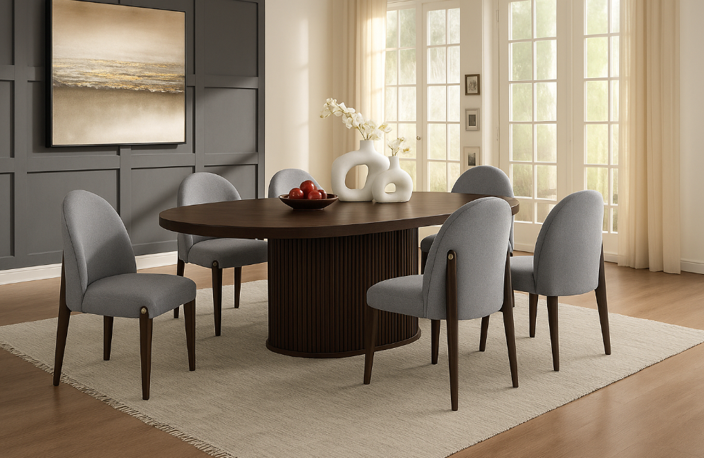 Juego de mesa de comedor Clayten con cubierta de mármol de ingeniería