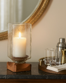 Greercliff Brown Hurricane Candle 11"(in)