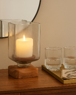Greercliff Brown Hurricane Candle 9" (in)