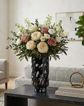 Bakerwood Black Glass Vase 13"(in)