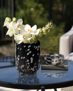 Bakerwood Black Glass Vase 9" (in)