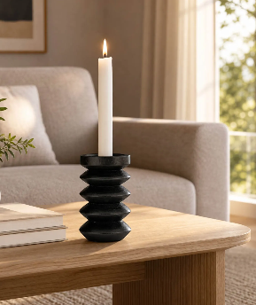 Lindenham Black Candle Holder 8"(in)