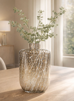 Stonewood Ivory Glass Vase 10"(in)