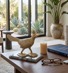 Copper Bird & Marble Statuary
