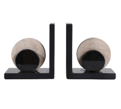 Rinnoit Travertine Bookends Set of 2, 7", Black
