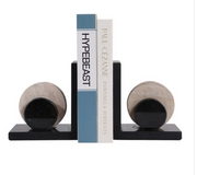 Rinnoit Travertine Bookends Set of 2, 7", Black