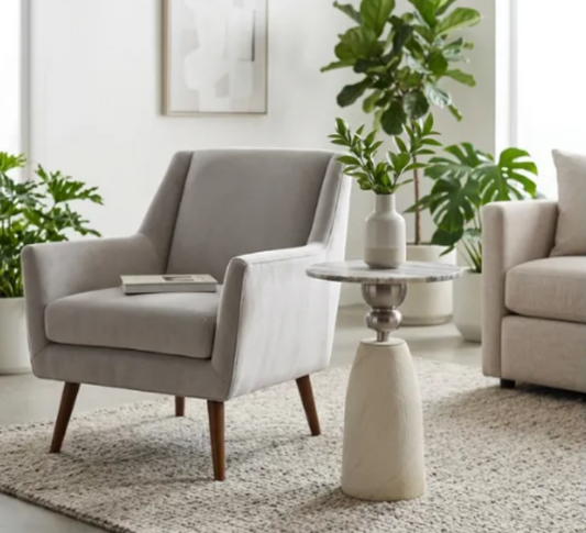Digora Cream Hide Accent Table