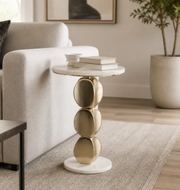 Engels Marble Accent Table In Gold And White