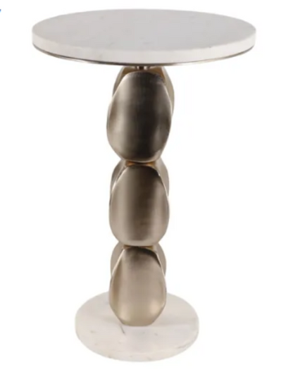 Engels Marble Accent Table In Gold And White