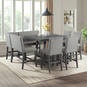Seneca 8PC Counter Height Dining Set in Grey-Table, Four Chairs and Complete Bench