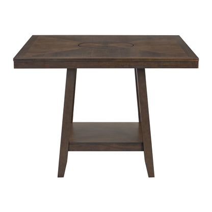 Seneca Square Counter Table with Lazy Susan in Brown