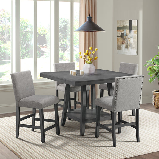 Seneca 5PC Counter Height Dining Set in Grey-Table and Four Chairs