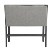 Seneca Counter Bench with Upholstered Back and Grey Fabric in Grey