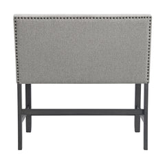 Seneca Counter Bench with Upholstered Back and Grey Fabric in Grey