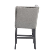 Seneca Counter Corner Bench with Upholstered Back and Grey Fabric in Grey