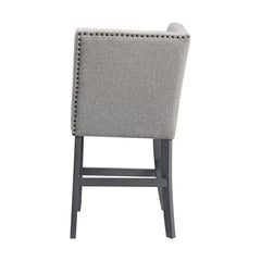 Seneca Counter Corner Bench with Upholstered Back and Grey Fabric in Grey