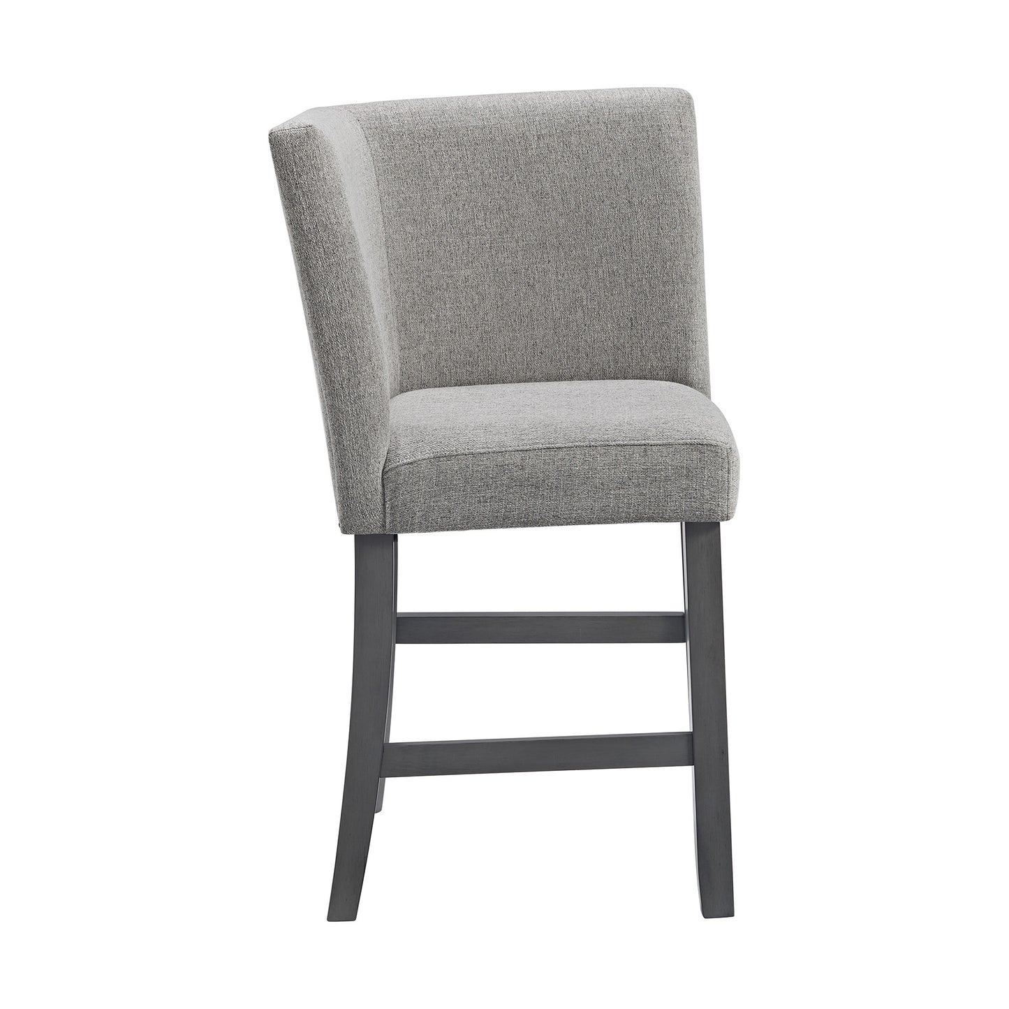 Seneca Counter Corner Bench with Upholstered Back and Grey Fabric in Grey