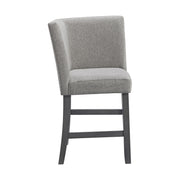 Seneca Counter Corner Bench with Upholstered Back and Grey Fabric in Grey