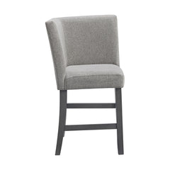Seneca Counter Corner Bench with Upholstered Back and Grey Fabric in Grey