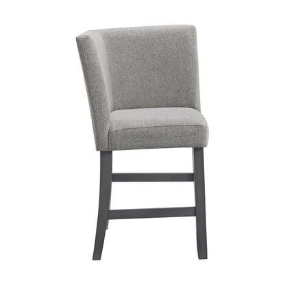 Seneca Counter Corner Bench with Upholstered Back and Grey Fabric in Grey