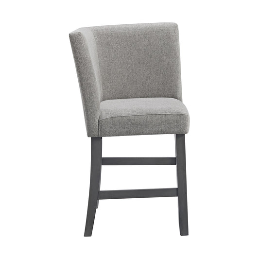 Seneca Counter Corner Bench with Upholstered Back and Grey Fabric in Grey