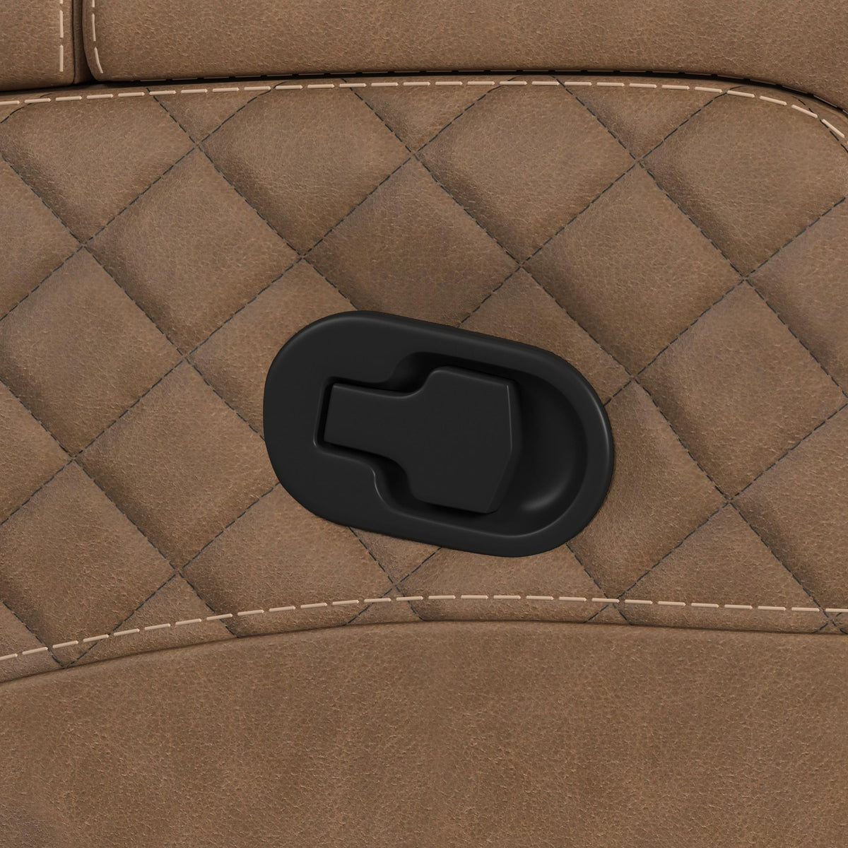 Side Kick Sofa with DDT, Wireless Charger, Cupholders and White LED Light in Simba Saddle
