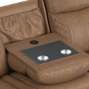 Side Kick Sofa with DDT, Wireless Charger, Cupholders and White LED Light in Simba Saddle