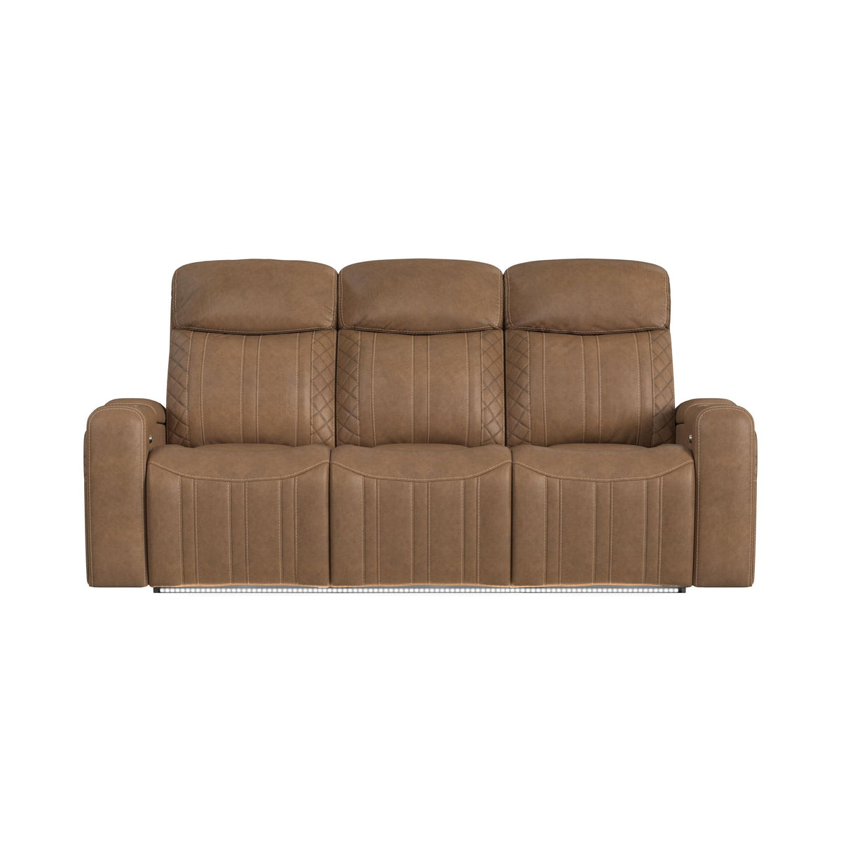 Side Kick Sofa with DDT, Wireless Charger, Cupholders and White LED Light in Simba Saddle