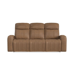 Side Kick Sofa with DDT, Wireless Charger, Cupholders and White LED Light in Simba Saddle