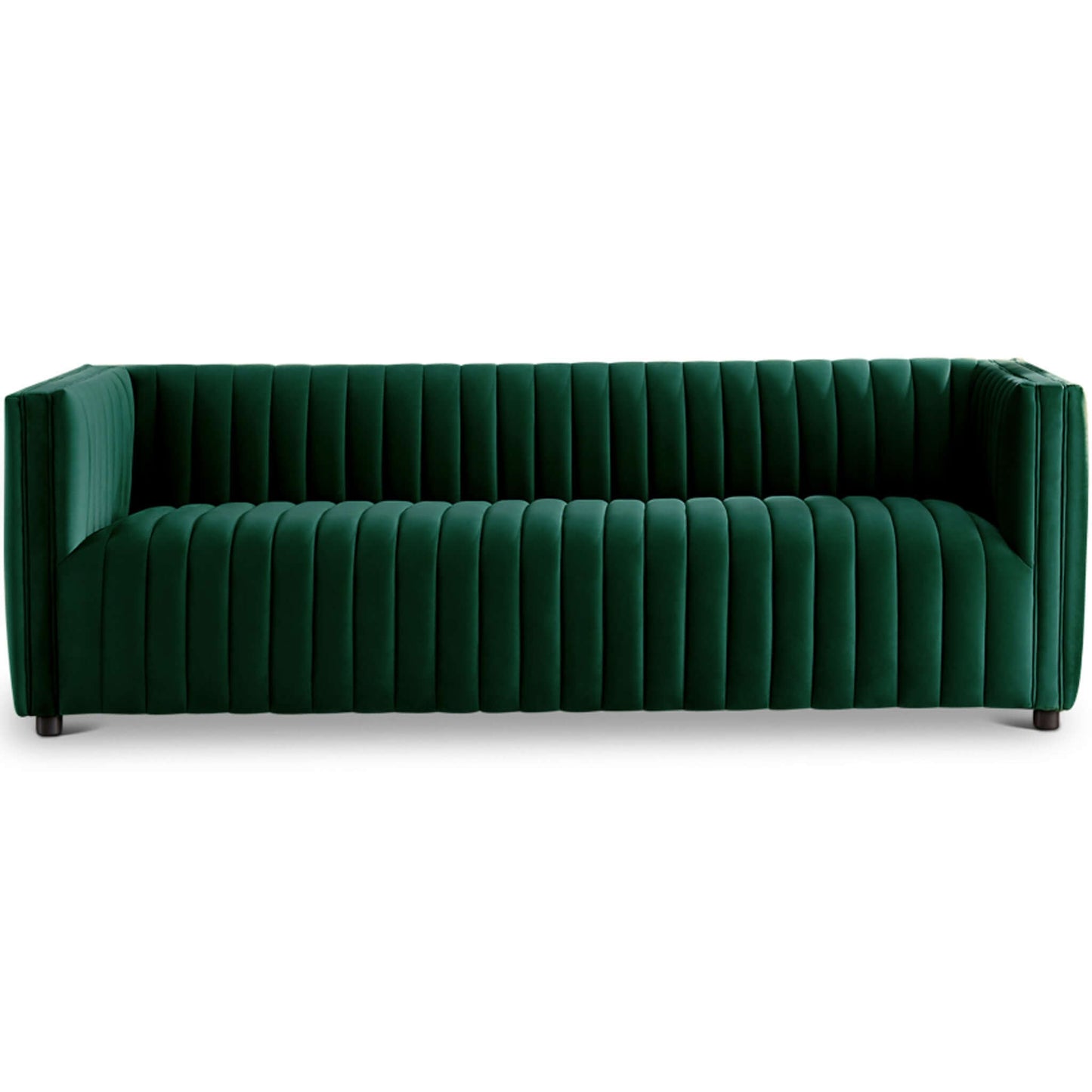 Dominic Dark Green Channel Tufted Velvet Sofa