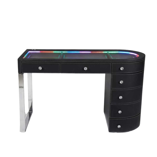 SlayStation® Skyra Faux Leather Premium Vanity Table w / RGB Light
