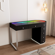 SlayStation® Skyra Faux Leather Premium Vanity Table w / RGB Light