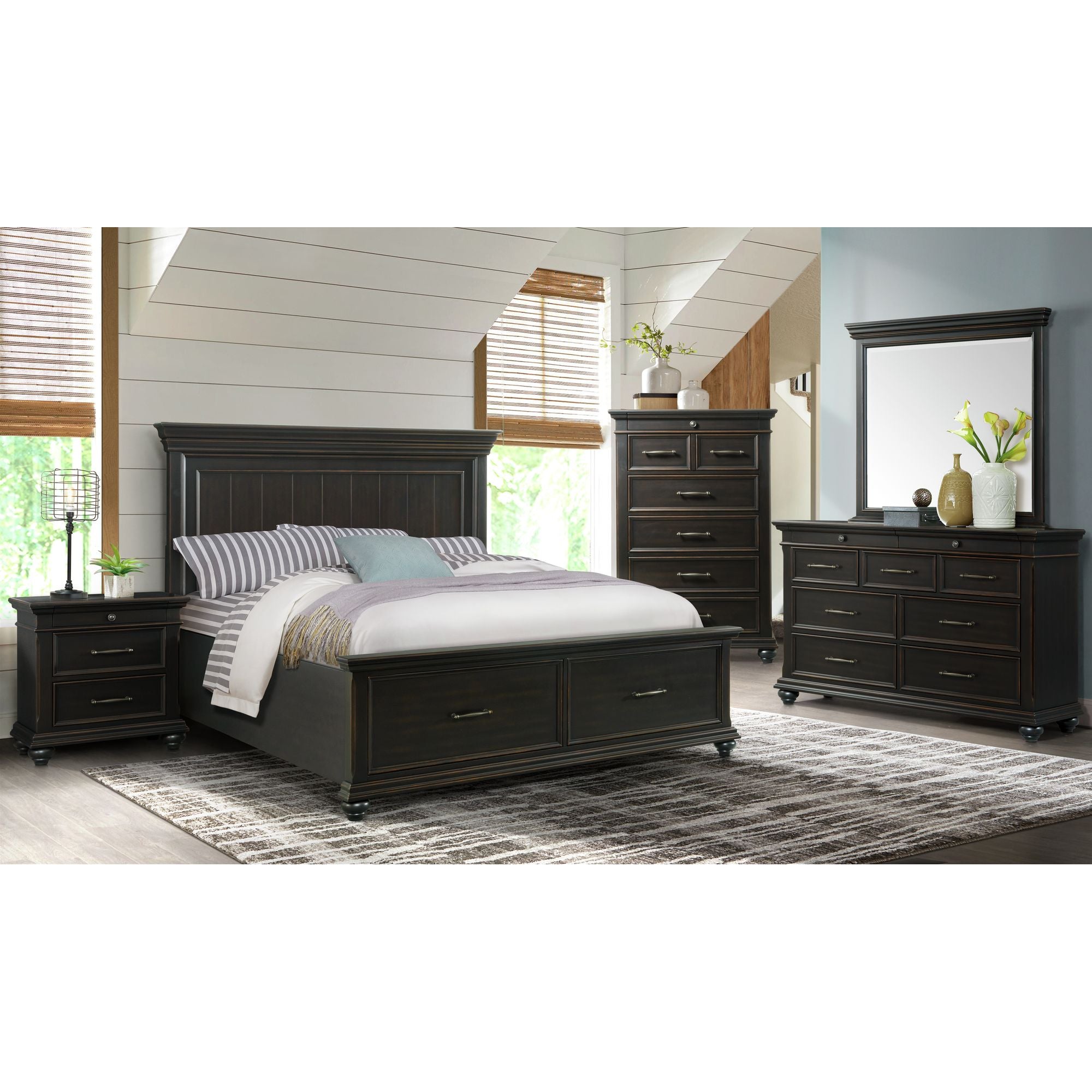 Slater King Platform Storage 5PC Bedroom Set Black