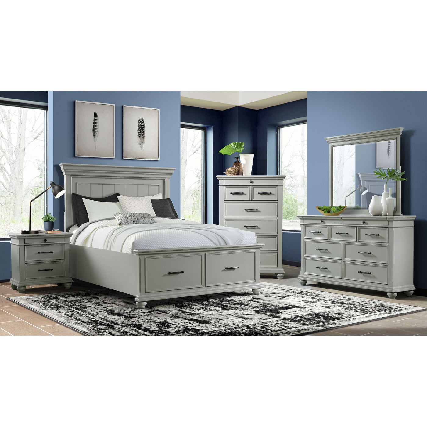 Slater Queen Platform Storage Bed in Grey
