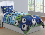 Soccer Blue Twin Comforter Set CAT KID B (3 Pc)
