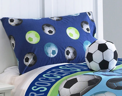 Soccer Blue Twin Comforter Set CAT KID B (3 Pc)